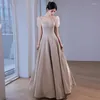 Ethnic Clothing Women V-neck Formal Evening Dress Exquisite Sequins Beaded Party Gowns 2023 Elegant Banquet Long A-line Dresses