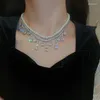 Halsband DIEZI Barock Wasser Tropfen Zirkon Perle Strass Anhänger Halskette Für Frauen Luxus Braut Schlüsselbein Kette Eleganten Schmuck