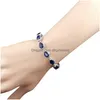 Ensembles de bijoux Bague Ringen Goutte d'eau en forme de saphir Sier 925 pour les femmes Pierres précieuses bleues Bague Boucles d'oreilles Collier Bracelet Livraison Dhbwj