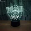 Lambalar Gölgeler 3D Yeni Voleybol Şekil Masa lambası USB 7 Renk Led Işıklar Ev Dekoru Lampara Yatak Odası Başucu Bebek Uyku Gece Işığı Hediyeleri Z230805