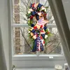 Fiori decorativi Graziosa ghirlanda da appendere alla porta Ghirlanda artificiale in poliestere Layout di scena morbida Bandiera degli Stati Uniti Giorno dell'Indipendenza Fronte