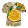 Camisetas masculinas Comida Morango Fruta Laranja Chocolate Melancia Uva Açúcar Vegetal Estampado Camiseta Adulto Crianças Camisa de Verão Roupas