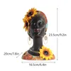 Dekorativa föremål Figurer Black African Sunflower Woman Statue Creative Art Figur Figurer för inre hem vardagsrum sovrum dekor 230804