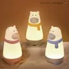 Lámparas Pantallas Luces nocturnas Lindo bebé Luz Mini ojos Hipopótamo Usb Atenuación Lámpara de carga Regalo creativo Día de los niños Niños Novia Deco Z230805