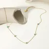 Gerişi 18K Altın Kaplama Paslanmaz Çelik Kolye Kadınlar için Kakalan Turkuaz Boncuk INS Su geçirmez Solmayan Kız Mücevherleri