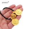 Wedding Jewelry Sets Jewellery set gold color jewelry sets for women big coin pendant necklace earring bracelet Dubai African bridal gifts 230804