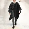 Herren-Trenchmäntel, Herrenjacken, winddichte Umhänge, Schals, Umhänge, verdickt, warme Wolle, unregelmäßige lange Poncho-Oberteile, Streetwear-Mode, 230804