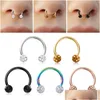 Nasenringe Stollen Kristall Septum Piercing Ring Hoop Knorpel Ohrring Lippenstift Circar Langhantelohr Tragus Helix Hufeisen Schmuck Dh3je