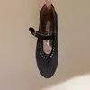 Nieuwe mode Luxe designer Uitsnijdingen Mesh ballet flats Gesp Jurk schoenen Platte sandaal Echt leer Ronde neus Dansschoenen Kantoor trouwschoenen HGG