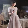 Ethnic Clothing Women V-neck Formal Evening Dress Exquisite Sequins Beaded Party Gowns 2023 Elegant Banquet Long A-line Dresses
