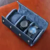 Titta på lådor 3-slotklockor Roll Travel Case Pu Classic Organizer för halsbandsresa svart