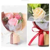 Decorative Flowers Mini Artificial Rose Flower Bouquets With Greenery Fake Plants Foam Gifts For Girlfriend Mother's Day Gift Decoration