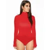 Macacão Feminino Macacão Gola Tartaruga Cor Vermelha Disponível Elegante Bodycon Bodysuit Feminino 230804