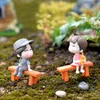 Garden Decorations Sweety Cute Lovers Couple Chair Boy Girl Figurines Miniatures Fairy Gnome Moss Valentine's Day Gift Resin Crafts