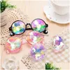 Solglasögon Kaleidoscope Glasögon Kvinnor Retro Rave Festival Round Men Nail Hologra 220826 Drop Delivery Fashion Accessories DHT2L