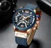 Montres-bracelets CURREN Hommes Montres Top Marque De Luxe En Cuir Bleu Chronographe Sport Montre Pour Hommes Mode Date Étanche Horloge Reloj Hombre 230804