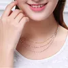 Chaînes YUNLI Réel 18K Or Bijoux Collier Simple Tuile Chaîne Conception Pur AU750 Pendentif Pour Les Femmes Beau Cadeau