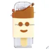 Bouteilles D'eau D'été Mignon Donut Bouteille De Crème Glacée Avec St Creative Carré Pastèque Tasse Portable Étanche Tritan Bpa Drop Delivery Dh0Yr