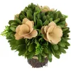 Lot de 9 bouquets sur pied en bois beige avec feuillage vert