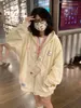 Women's Hoodies Hoodie Pink Harajuku Cutecore Hooded Oversized Sweatshirts Korean Fleece Long Sleeve Girly Tops