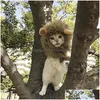 Cat Costumes Pet Hat Costume Cosplay Lion Mane Wig Cap med öron Kattunge Justerbar klänning Halloween Autumn Winter Supplies Drop de Dhdny