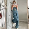 Jeans femme élégant tempérament broderie Denim salopette femmes printemps Streetwear décontracté plusieurs poches bleu pour la vente en gros