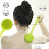 Bath Brushes Sponges Scrubbers Long Handle Back Brush Soft Sile Scrubber Shower Body Brushes Spa Mas Healthy Skin Care Bathroom Acc Dhtrv