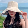Breda randen hattar andningsbar hink hatt UV -skydd Sol lättvikt reversibelt kvinnor fällbara för camping