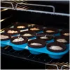 Moldes de cozimento Sile de 24 cavidades Molde de bolo Muffin Cup Bakeware Fondant Cupcake Chocolate Mod Tools Drop Delivery Home Garden Kitchen Dinin Dhtgb