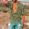 Men's Casual Shirts Summer Leopard Print Shirt Blouse Holiday Tees Tops Handsome For Men