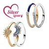 925 Silver Rings In Summer New Glittering Blue Moonlight Shiny Sunlight Rings Are Suitable for Women Pandora DIY Jewelry Fashion Accessories Free Delivery