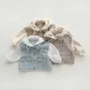 Chaquetas 2023 otoño nuevo bebé abrigo con capucha niños Casual Denim abrigo moda niños Sudadera con capucha niñas pequeñas prendas de vestir exteriores a rayas ropa para niños R230805