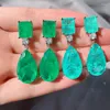 매달린 귀걸이 트렌드 Paraiba Tourmaline Emerald Gemstone 여성 칵테일 파티를위한 큰 드롭 고급 보석 기념일 여성 선물