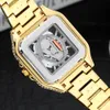 New Fashion Square Men's Watch Hollow Out Hip Hop Designer Watch Men Bust Down Watch Full Diamond Watch 42mm Calendar Rome Hip Hop