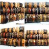 Charm Bracelets Wholesale Bk Lots 50Pcs/Pack Mix Black Brown Mens Womens Retro Handmade Real Leather Surfer Cuff Drop Delivery Jewelry Dh3Vy