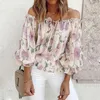 Blouses pour femmes Sexy femmes printemps automne mode Floral à lacets Blouse épaules dénudées un hauts t-shirt décontracté dames à manches longues pull