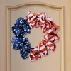 Dekorativa blommor faux säckväv självständighetsdagen Garland USA Memorial Wreath Door Christmas Timer för utanför