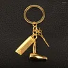 Keychains Personality Alloy Hair Dryer Scissors Comb Shape Hairdresser Keychain Fashion Jewelry For Women Men Car Backpack Accessories