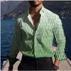 Erkekler Sıradan Gömlek Moda Gömlek Renk Bloğu Gradient Baskı Mor Yeşil Açık Sokak Uzun Kollu Giyim Sokak Giyim Tasarımcısı
