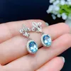 Orecchini pendenti moda chic cristallo blu acquamarina topazio pietre preziose diamanti goccia per donna ragazza oro bianco gioielli colore argento regali