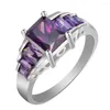 Anelli a grappolo Gioielli di moda placcati in argento Anello di colore viola rosa Dolce per le donne Fidanzamento Cubic Zirconia