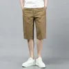 Mäns shorts 2023 Sommarkläder Skörd Jeans Pure Solid Color Cotton Pockets Casual Trend Loose raka mittbyxor