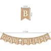 Decorative Flowers God Bless Baptism Banner Garland Rustic Bunting Chic Burlap Christening Communion Party Pull The Flag