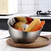 Schalen Edelstahl rundes Becken Gemüse Obst Obsttopf Haushaltsanwechslung Salat Mischschale Tischgeschirr Küche tragbare Utensilien