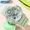 Wristwatches SANDA 2023 Womens Sports Watches Countdown Dual Display Watch Alarm Clock Chronograph Digital Waterproof 50M Reloj