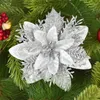 Kwiaty dekoracyjne 10/5/3pcs 14 cm brokat sztuczne świąteczne ozdoby drzewa świąteczne Wesołych dekoracji na prezent na rok domowy navi