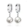 Hoopörhängen 925 Sterling Silver Pearls Agate Shambala för kvinnor Fina smycken
