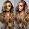 13x4 Highlight Ombre Spets Front Wig Human Hair Wigs For Women Honey Blonde Colored Glueless Wig Body Wave 13x6 Spets Frontal Wig Wig