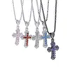 New fashion designer 5 colors mini cross Charm pendant Necklace Hip hop Women men full paved 5A Cubic Zirconia Party gift jewelry