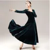 Vêtements de scène col en v à manches longues robe de danse de salon velours valse Tango Performance Costumes vêtements de danse professionnels